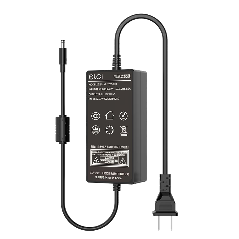 Elei 12V 5A Power Adapter, LED Monitor Power Cable, 3A 4A 5A Hard Drive Charger, Printer, Massage Chair Camera Power Supply, 5.5*2.5/2.1 Universal