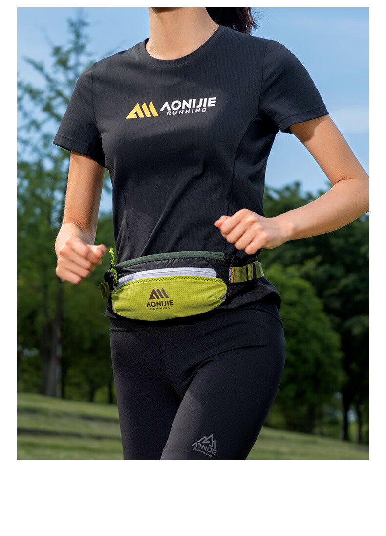 AONIJIE Colorful Sports Waist Bag Fashionable Contrast Double Zipper Large Capacity Ultra-Light Breathable Running Cycling Waist Pack 10