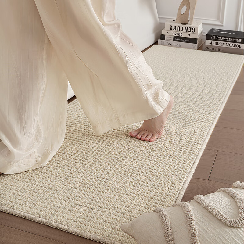 Ковер Dajiang Wool Bedside Rug, длинный прикроватный коврик, противоскользящий, цвет ванильно-белый, 60x180 см