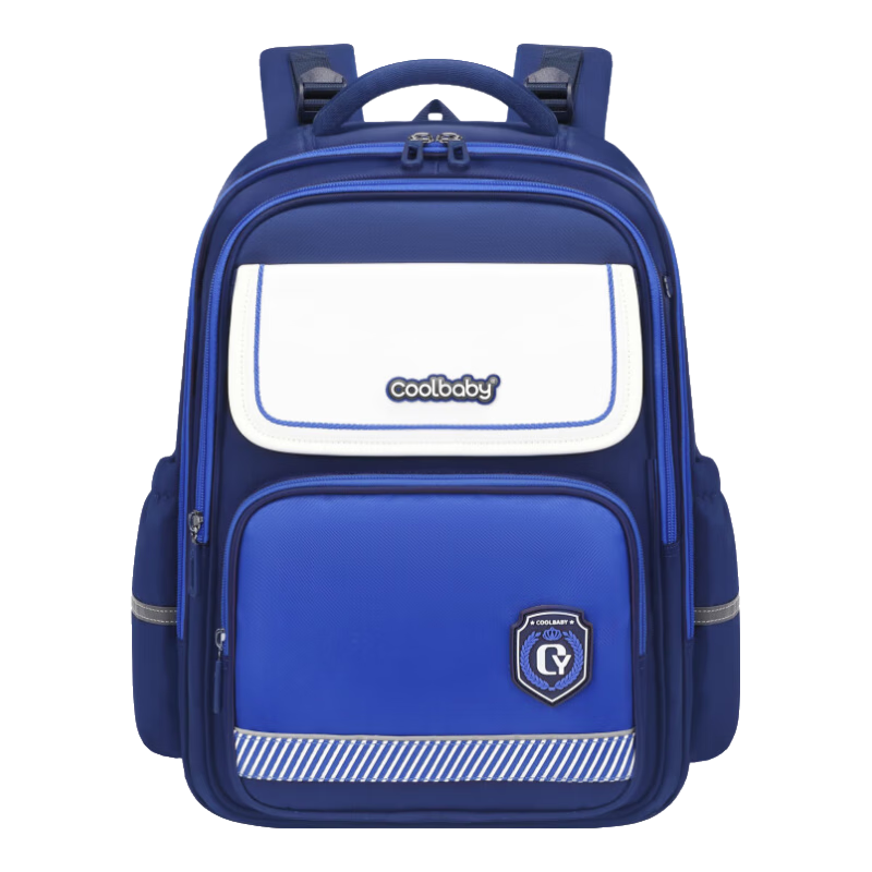 COOLBABY Primary School Backpack Children’s Ergonomic Anti-Pressure Shoulder Bag for Grades 4-6 Boys and Girls Large Navy Blue