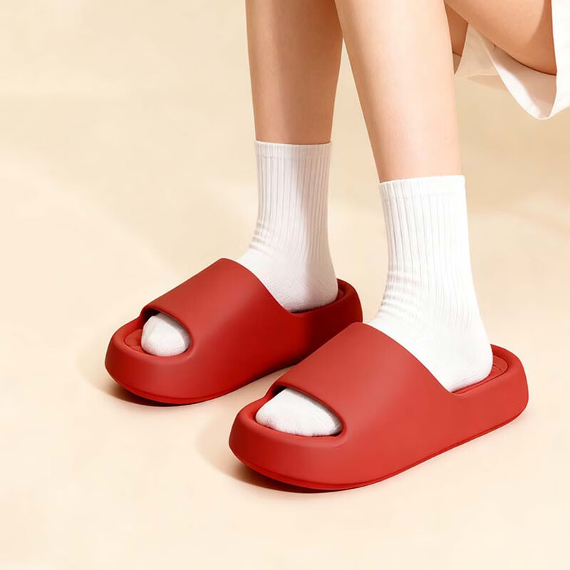 HIPANDA Women's EVA Thickened Non-Slip Lightweight Indoor Bathroom Home Soft Sole Slippers Red Size 36-37
