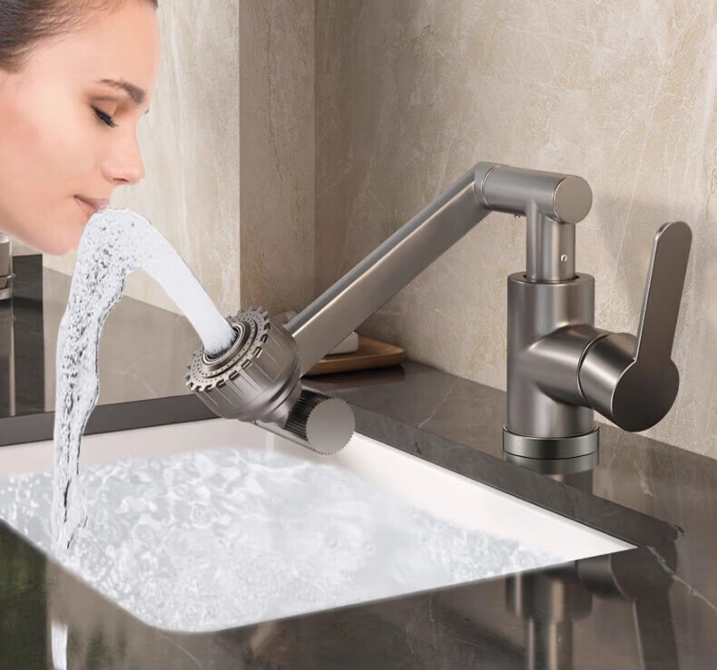 Baihan Faucet Basin Washbasin Faucet Bathroom Hot and Cold Two-in-One Mechanical Arm Basin Faucet 5