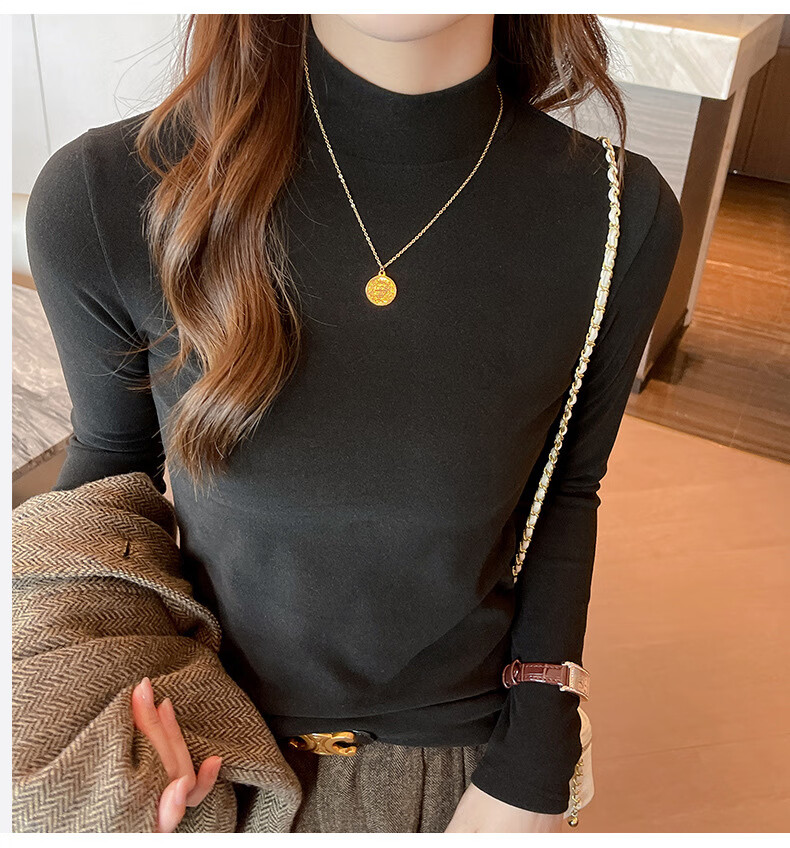 LangSha Women's Thermal Fleece Turtleneck Base Layer Top Autumn Winter Slim Fit Warm Shirt New Innerwear 11