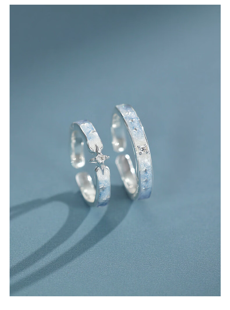 CHOW TAI SENG Night Star Couple Fluorescent Enamel Ring Creative Design Boyfriend Men's Ring 5