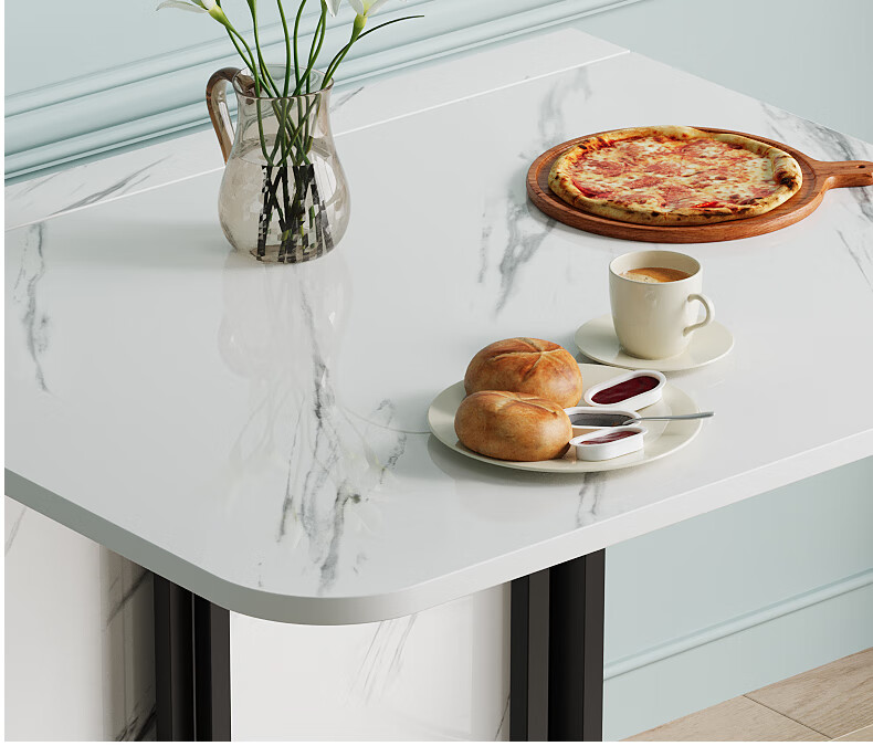KULIN Folding Dining Table, Compact Size, Extendable And Retractable, Ultra-Thin Square Table for Home Use, Multifunctional, White, 120*80 Cm 13