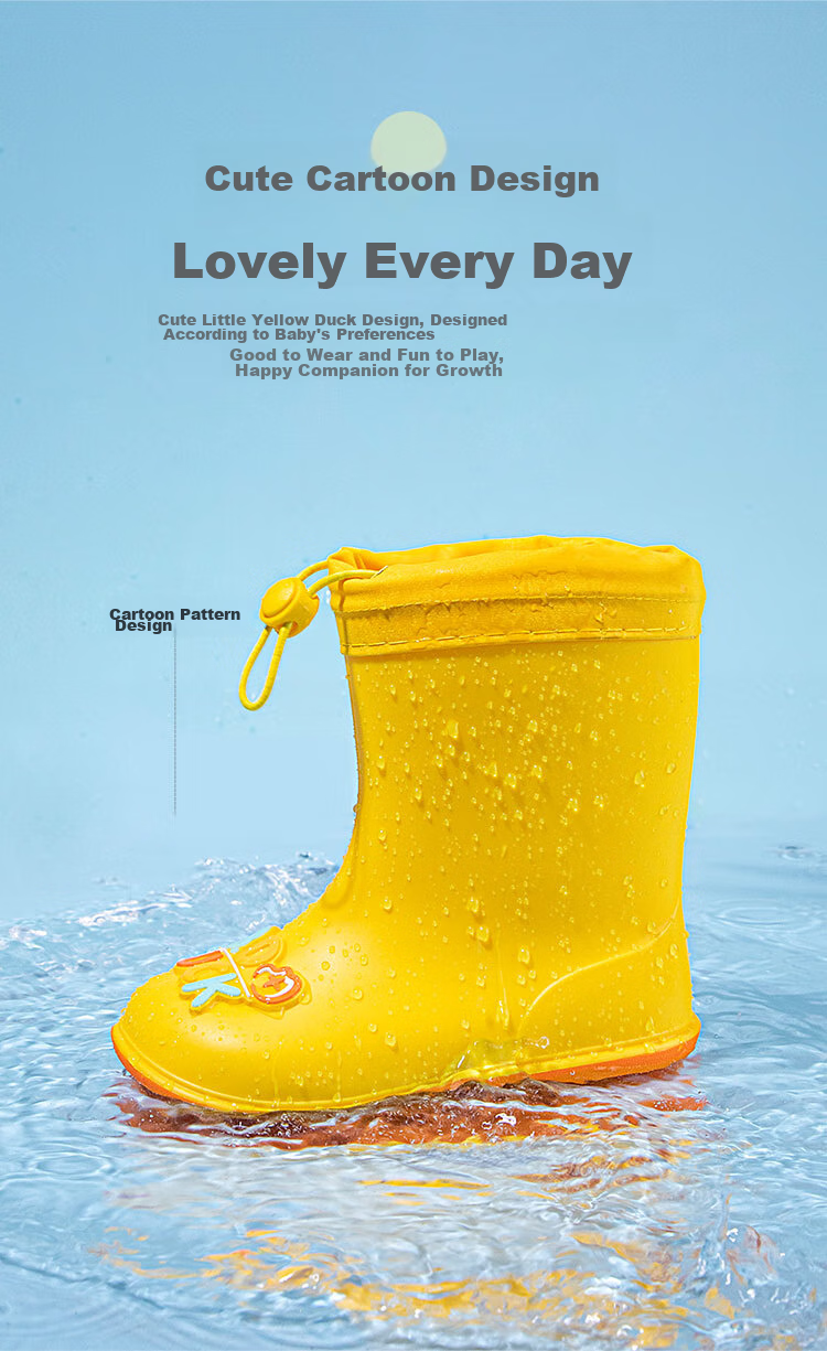 B.Duck Children's All-Season Rain Boots, Boys' And Girls' Toddler Elastic Ankle Boots, Rain Shoes, 5911 Yellow, Size 28 6