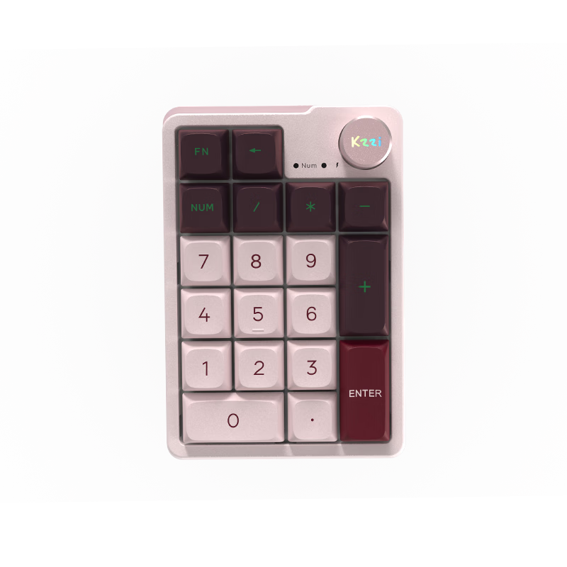 KZZI K20 Wireless Tri-Mode Mechanical Keyboard 19-Key with Knob Numeric Keypad RGB Lighting TOP Structure PBT Keycaps Hot-Swappable All Keys Mido Purple Light Feather Switch V2