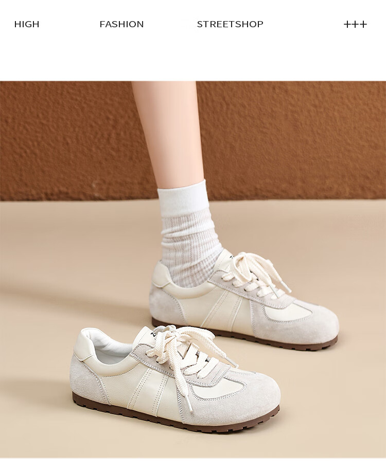 ZHR Casual Shoes for Women, Retro Patchwork Dexun Shoes, Genuine Leather Versatile Sports Shoes for Women, A120 Beige, Size 35 15