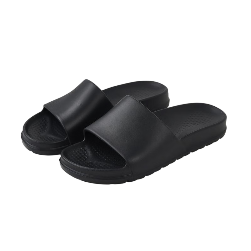 Jiayi Slippers Unisex Thick Sole Soft Elastic Outdoor Bathroom Sandals Night Black Size 42-43 JY2521