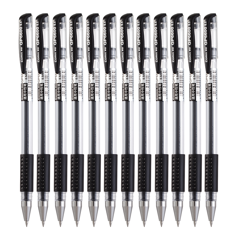 COMIX Classic Bullet Tip Gel Pen/ink Pen/signature Pen, 0.5mm Writing Tool, 12 Pens/box, Black, GP6600