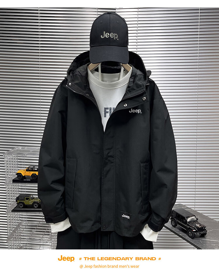 JEEP Men's Jacket, Spring And Autumn Casual Loose Windbreaker Workwear Clothing, Army Green, L 21