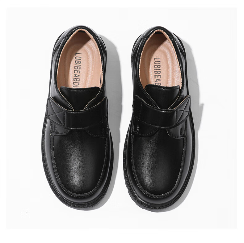 Guniya Children's Leather Shoes, Boys' British Style Performance Shoes, Formal School Etiquette Leather Shoes, Matte British Style, Size 37 13