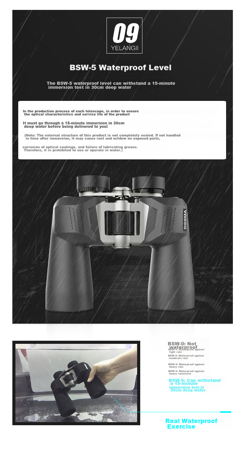 BOSMA Binoculars, Wild Wolf 2nd Generation, 12x50 High Definition, High Magnification, Waterproof, Microscopic Night Vision, Wild Wolf Second Generatio 12