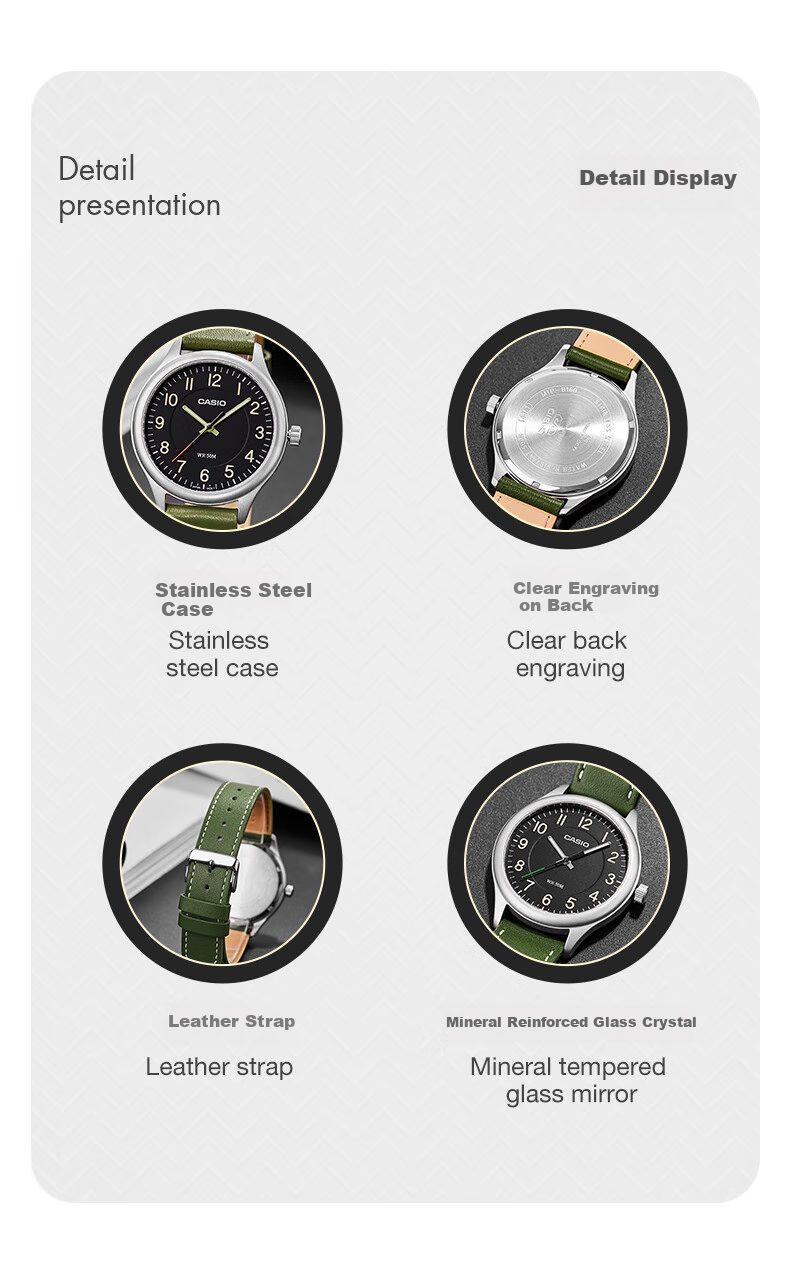 CASIO Men's Genuine Quartz Watch, Simple And Stylish Analog Watch for Men [Valentine's Day Gift] MTP-V002D 3