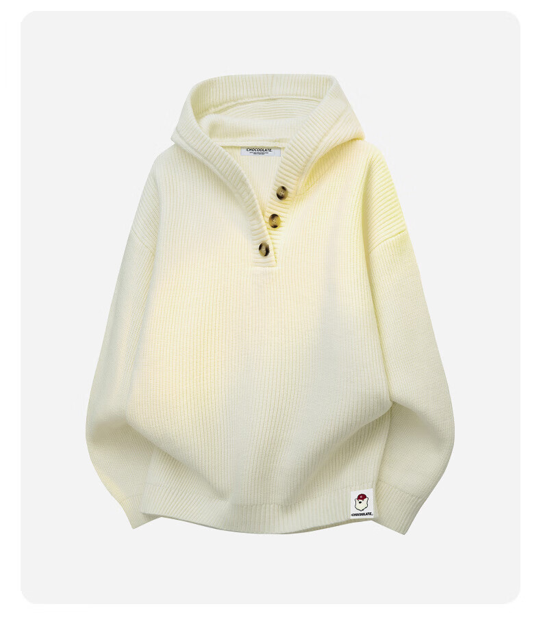 :CHOCOOLATE IT American Style Hooded Sweater Men Spring Autumn New Loose Trendy Warm Knitted Jacket Fine Spun Gray XL 4