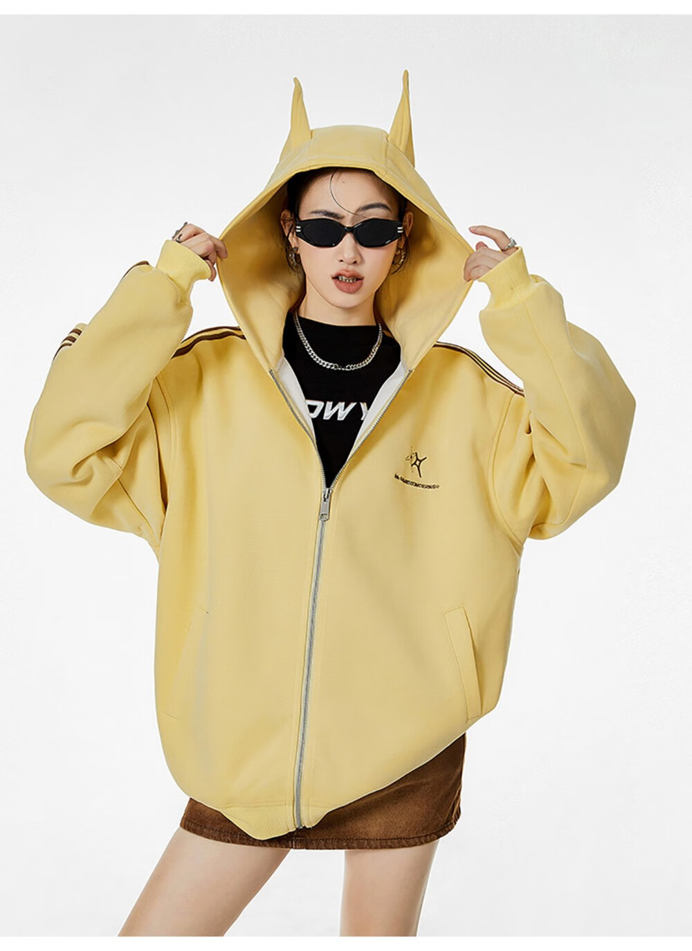 ICH MODE American Vintage Ear Hoodie Cardigan Jacket Women Spring Autumn New Loose Casual Sweatshirt Top Wine Red M 22