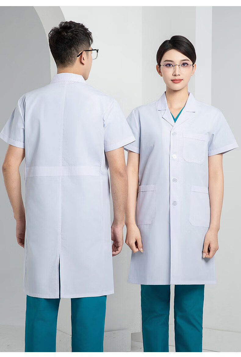 BOLOLANZHI Long Sleeve White Lab Coat Four Seasons Spring Summer Doctor Workwear Breathable Sweat-Absorbing Hospital Dentist Lab Uniform Factory Work Clothes 5