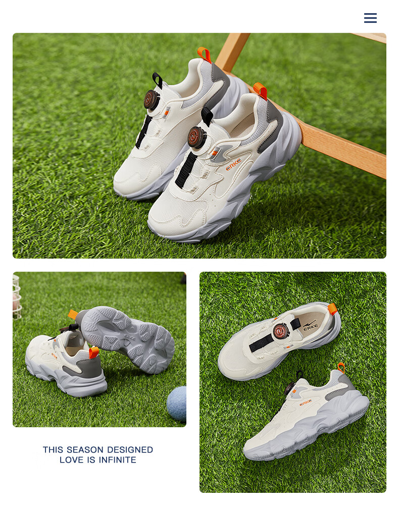 ERKE Kids Casual Shoes Boys and Girls Mesh Breathable Cushioning Running Shoes Microcrystal White/Moonstone Gray/Steel Gray Size 37 41