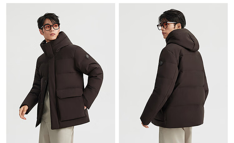 BOSIDENG Men's Off-Season 90% Down Thickened Hooded Loose Short Casual Warm Jacket 12