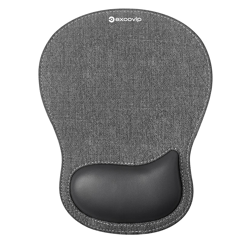 EXCO Gray Water Drop Leather Wrist Rest Mouse Pad, Large Hand Support with Locking Edge, Ergonomic Computer Office Mouse Wrist Rest, Memory Foam Hand Support, Non-Slip Pad 0661