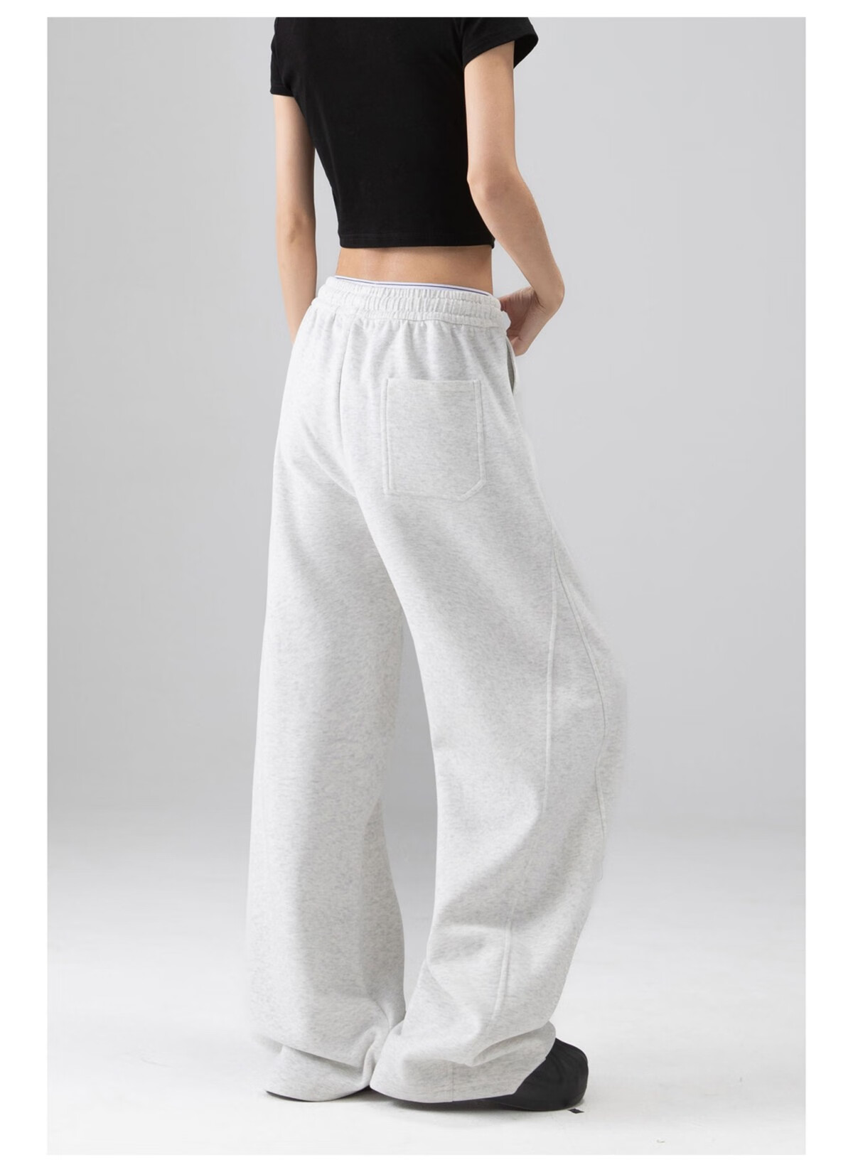 ICH MODE Women's American Style Sweatpants Sports Pants Spring Autumn New Loose Wide-Leg Casual Pants Curved Cut Navy Blue L 10