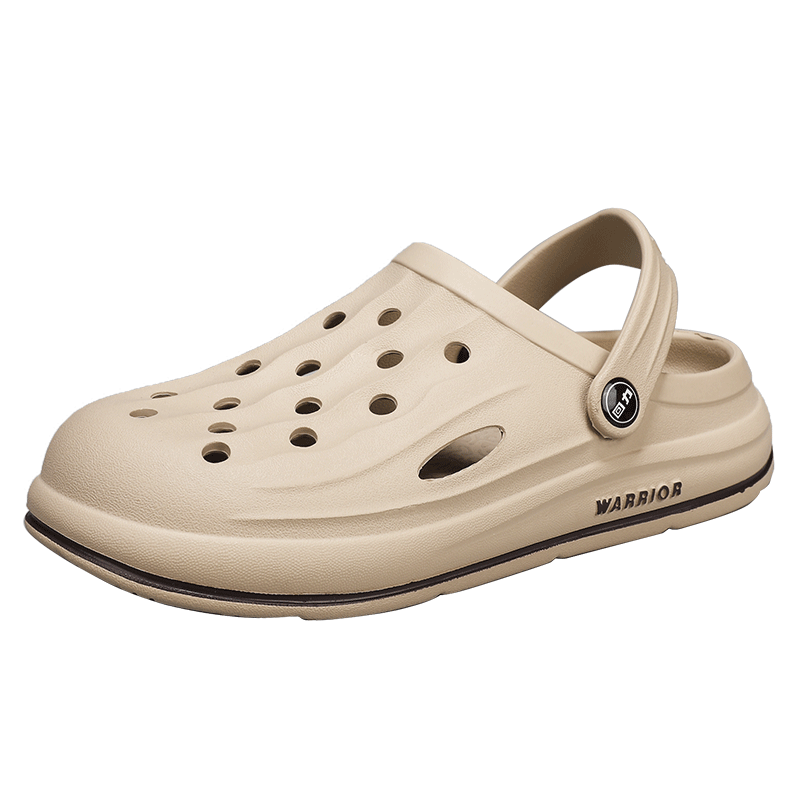 Warrior Men's New Hollow-out Casual Thick-soled Comfortable Sports Sandals 0227 Khaki Size 44