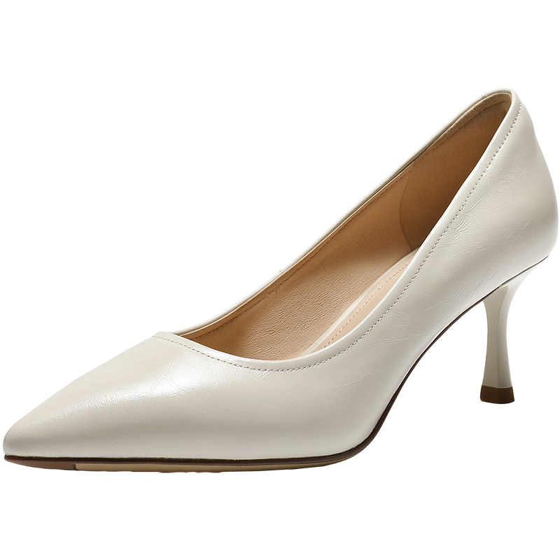 Belle Women's Commuting High Heels Spring 2026 Genuine Leather Formal Shoes JD013AQ6 Beige Size 35