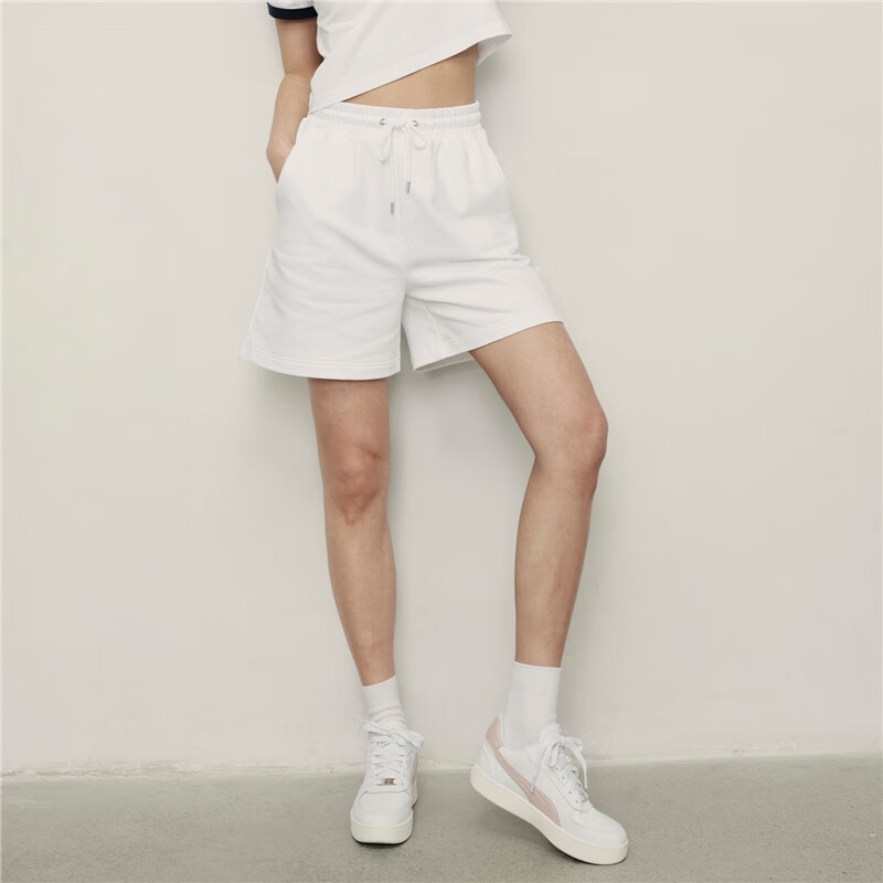 Giordano [Korean Celebrity Style] Women's Shorts, Pure Cotton Drawstring Elastic Waist Knit Sweatpants, Women's 05405553