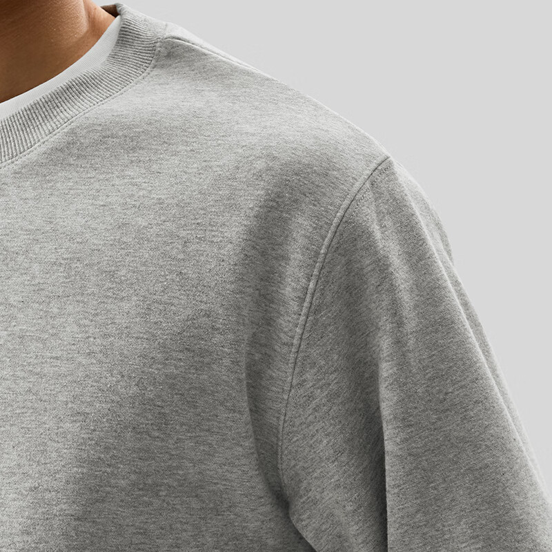MARKLESS Fleece-Lined Men's Sweatshirt Autumn Winter Casual Crewneck Warm Pullover 0434M3 Heather Gray Fleece-Lined 2XL
