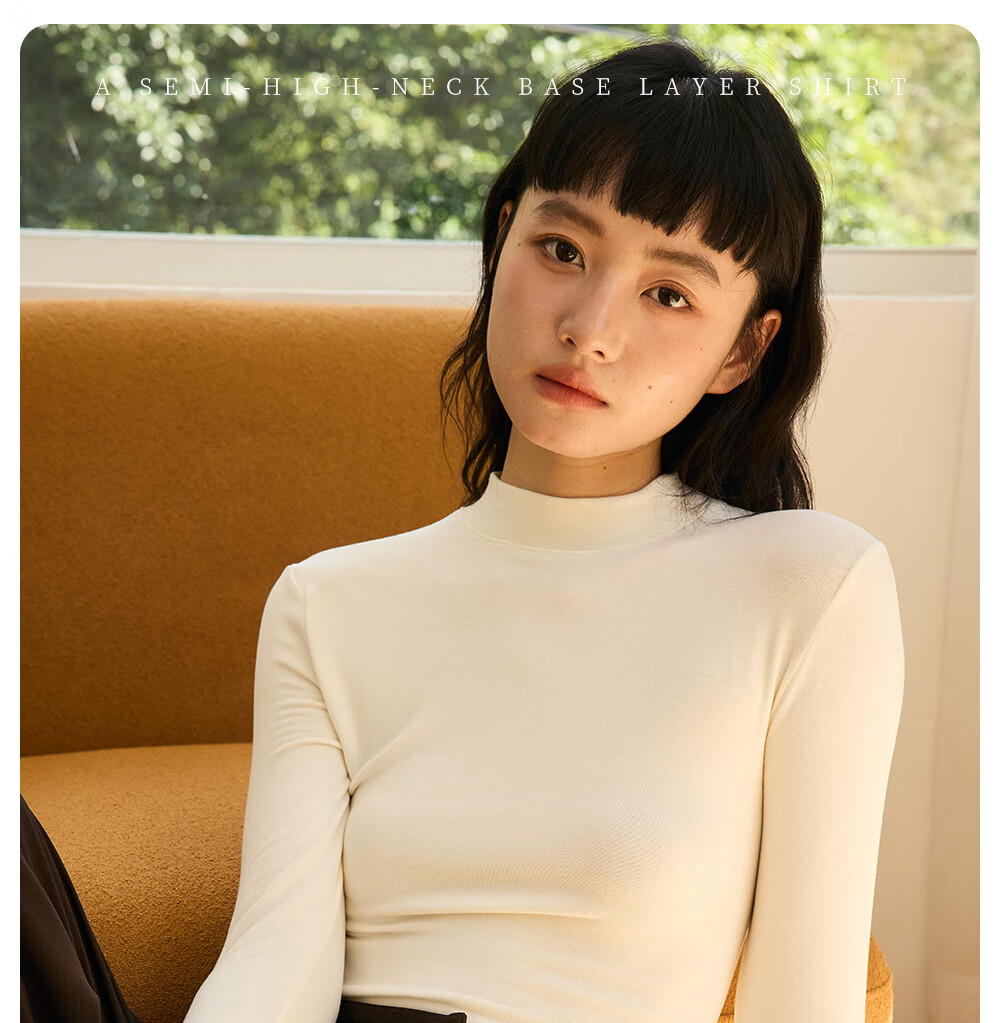 Modal Half Turtleneck Base Layer Women's Autumn Winter New Wool Warm Knit Sweater Premium Long Sleeve Top White 1
