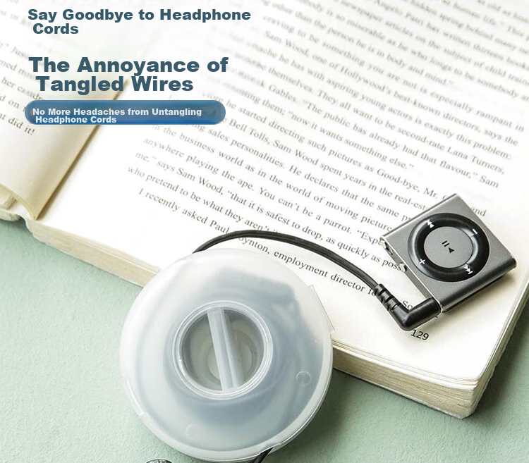 ESCASE Cable Organizer, Earphone Winder, Phone Charging Cable Storage Solution, Wire Management Box, Cable Organizer, Cord Wrapping Clip, ES-SN Transparent 3
