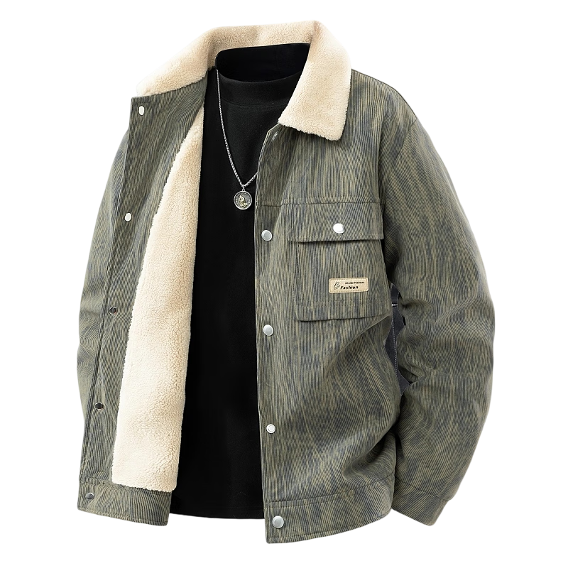 Pierre Cardin Men's Spring Autumn Loose Warm Workwear Jacket Trendy Retro Clothing Military Gray Regular 4XL