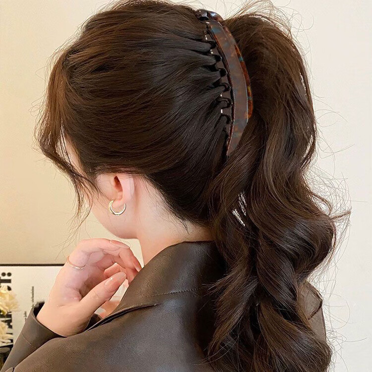 Li Qing Leopard Print Banana Hair Clip [Coffee] Twisted Vertical Clip for Back of Head High Ponytail Hair Claw Gift for Girlfriend Holiday Present 3