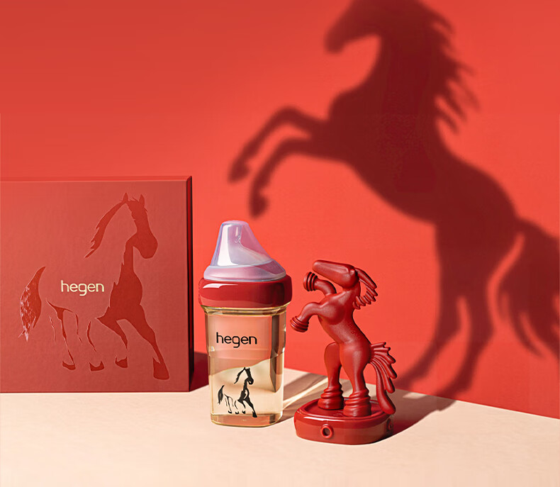 HEGEN Newborn Anti-Colic PPSU Baby Bottle Breast Milk Simulation Year of the Horse Commemorative Gift Box 240ml 3-6 Months+ 1