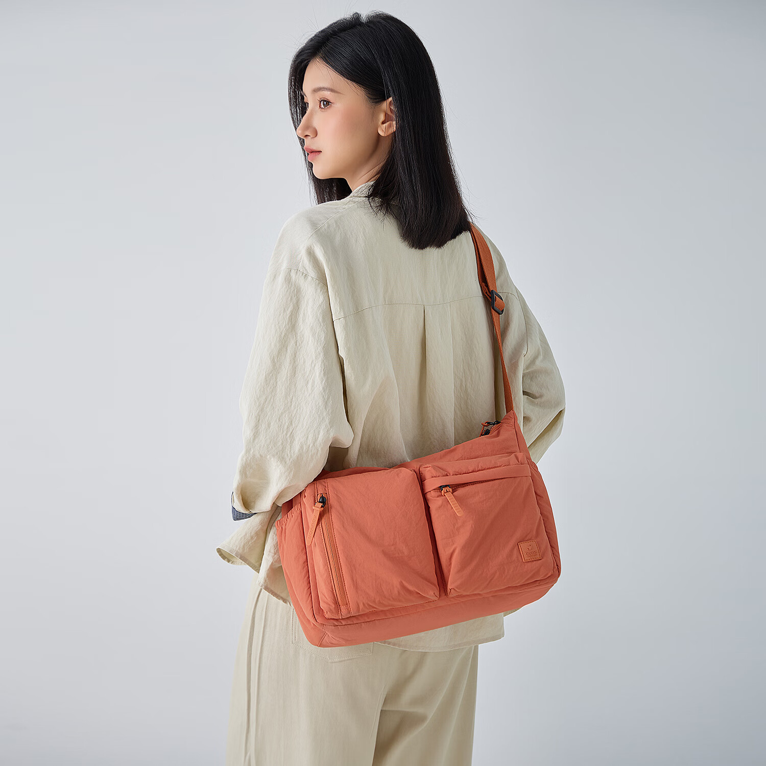 FOUVOR Fox Fashion Crossbody Bag for Women Multi-Pocket Shoulder Bag Large Capacity Lightweight Versatile Oxford Cloth Bag Orange