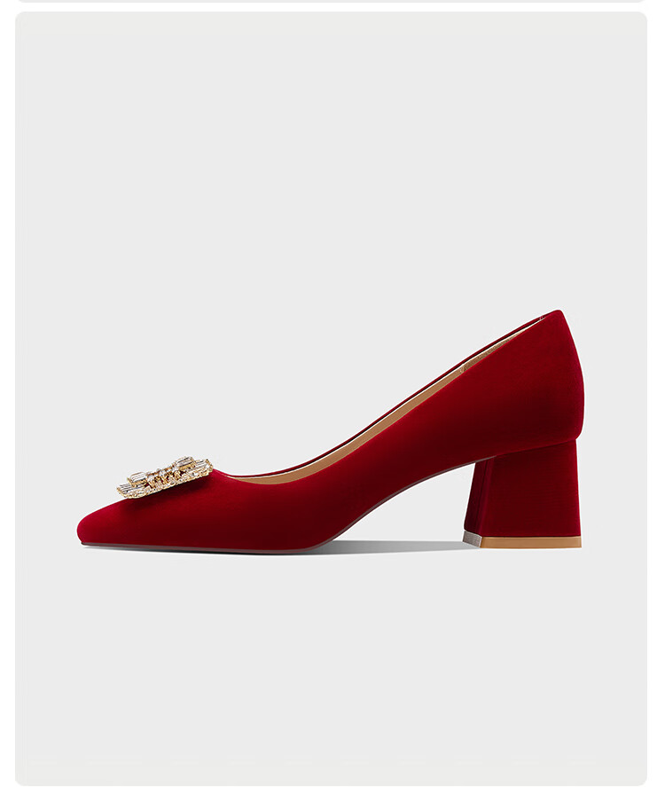 Zhuoshini Chinese Style Wedding High Heels 2026 New Red Xiuhé Bride Shoes Chunky Heel Comfortable Red Size 35 7