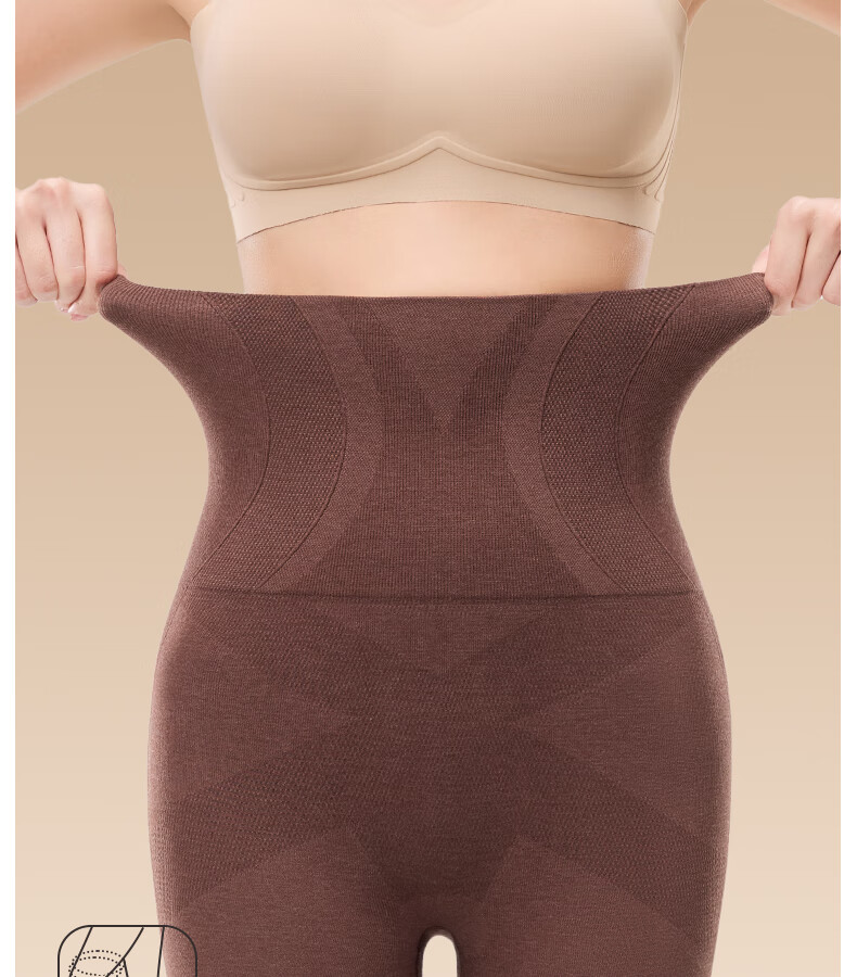 GRACEWELL High-Waist Autumn Winter Women's Cashmere Thermal Shaping Seamless Heat Retention Tummy Control Hip Lift Slim Fit Leggings Coffee XL 17