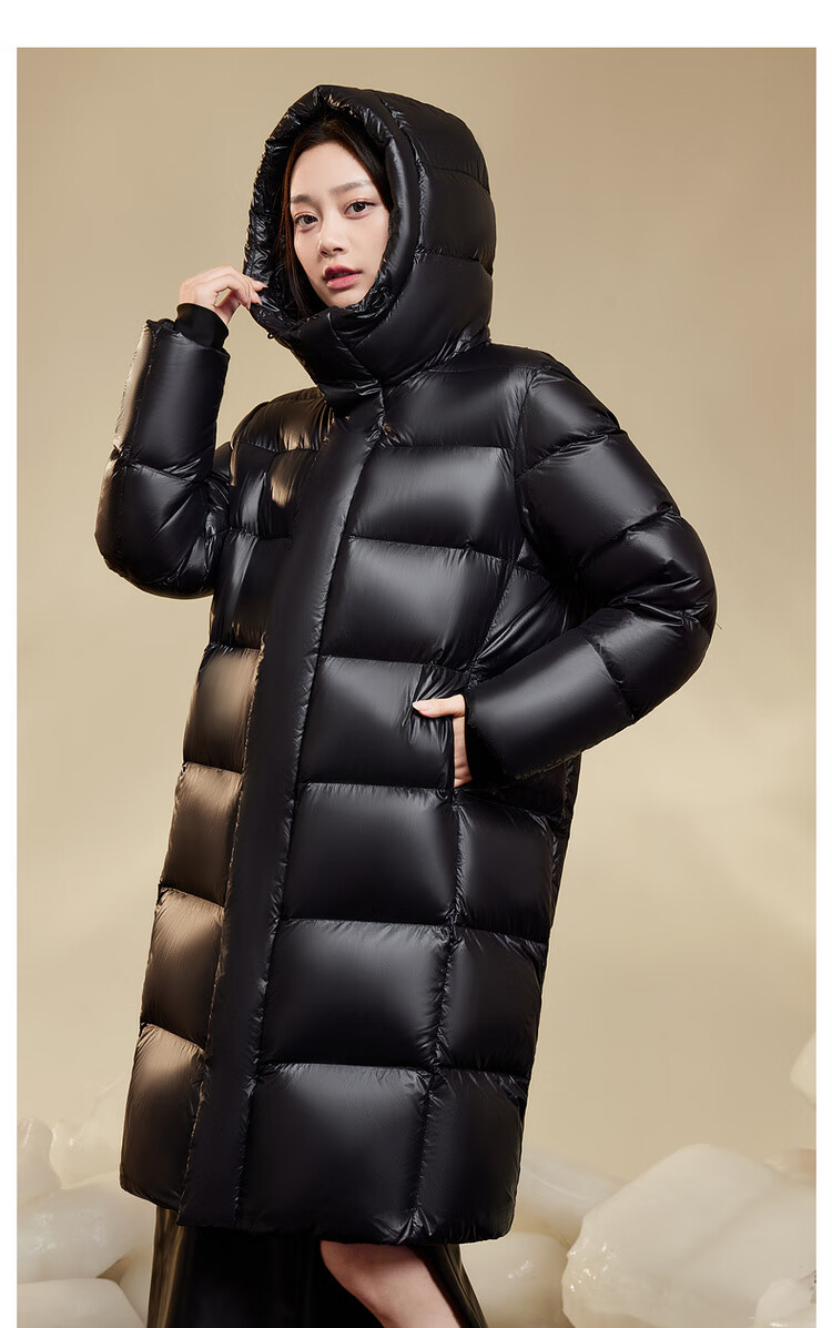 Snow Flying Obsidian Goose Down Hooded Thickened H-Edition Down Jacket Recommended by Cheng Yi 7