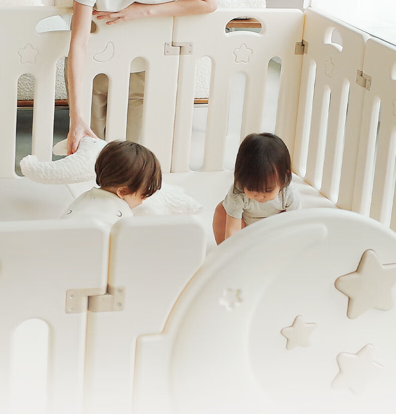 BG-BABYGO Star Moon Playpen Baby Indoor Floor Mat Protective Fence Living Room Baby Gift 6