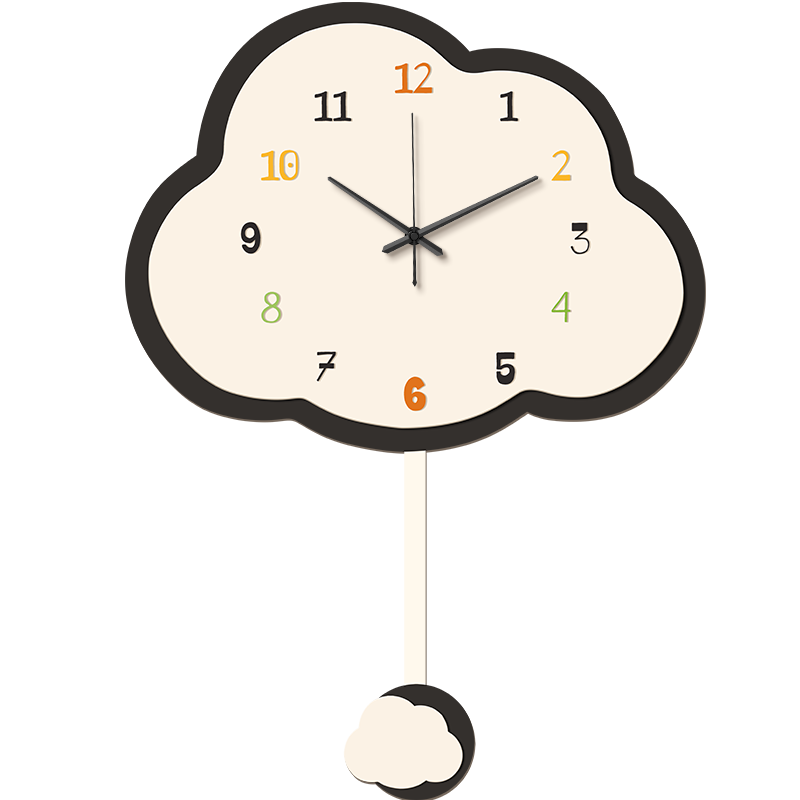 Haojiubujian Cream-Style Wall Clock, Simple And Creative Living Room Clock, Home Dining Room Cloud-Shaped Wall Clock