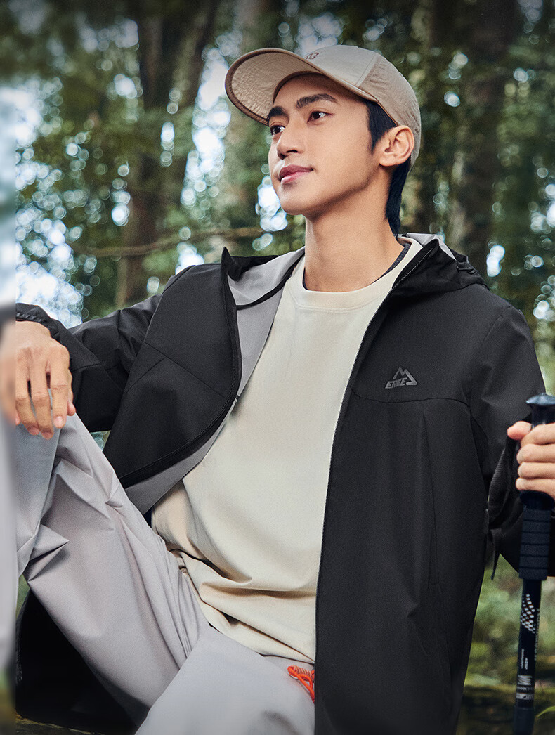 ERKE Men's Water-Repellent Hooded Sports Jacket 2026 New Breathable Outdoor Casual Windbreaker 6