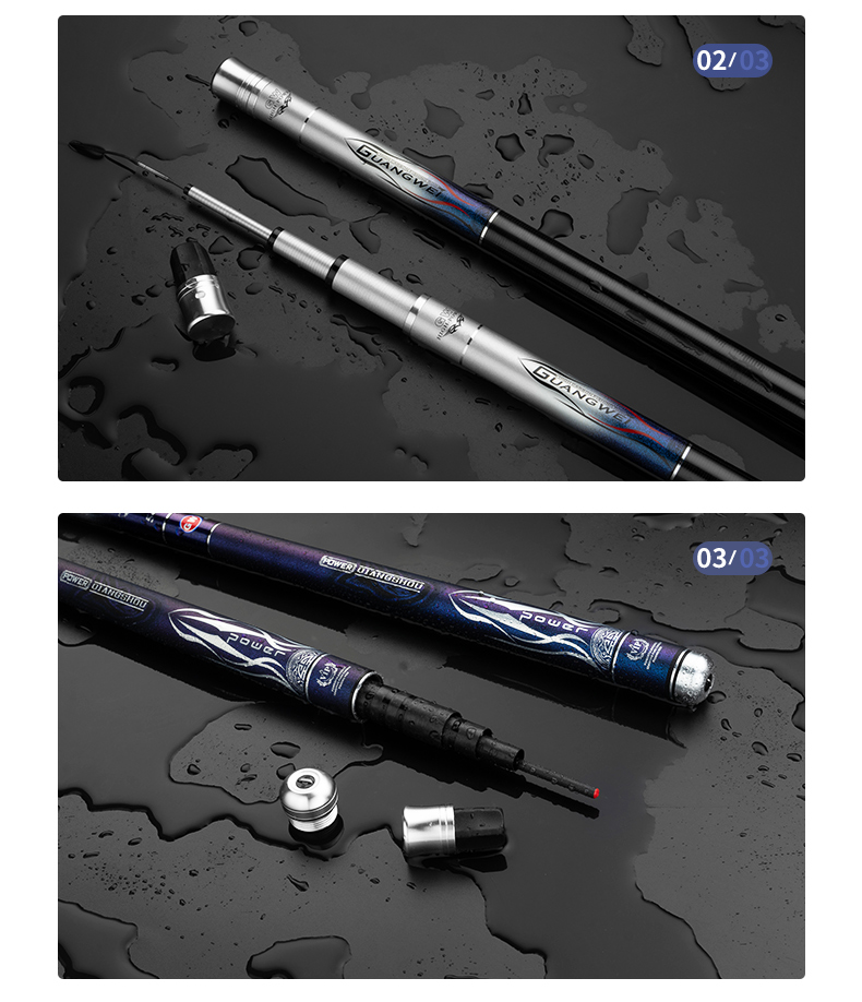 GW (GW) Fishing Rod Hand Rod 8.1m Golden Pattern Dragon Lake Reservoir Wild Fishing Comprehensive Rod Ultra-Light Ultra-Hard 28-Tune Fishing Pole 1