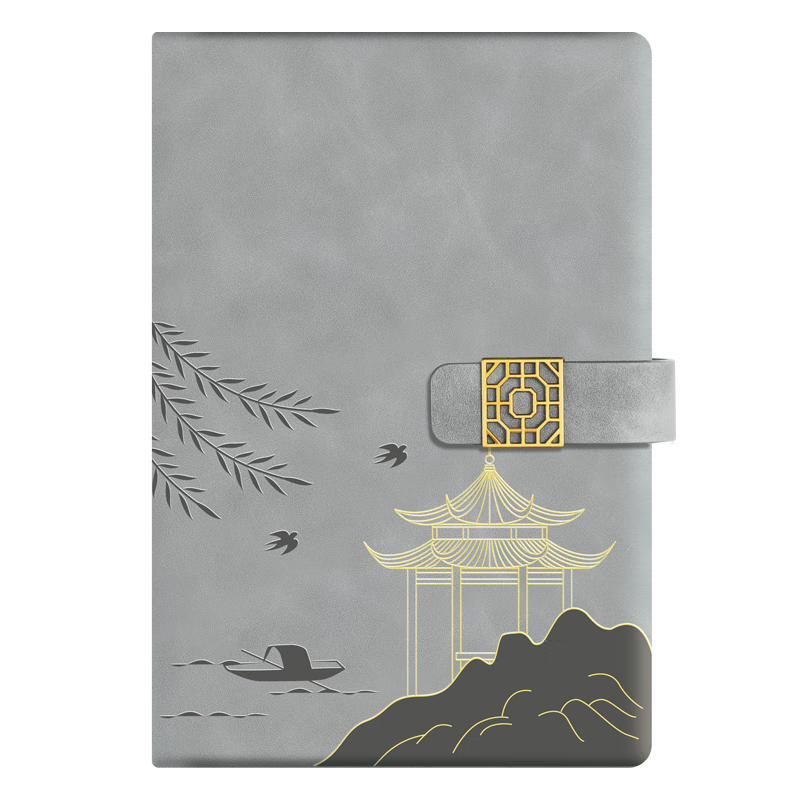 Faramon Chinese-Style Notebook A5, High-Quality Journal, Diary, National Trend Cultural Gift, Thickened Artistic Exquisite Business Office Record Book, Customizable Logo, Gray