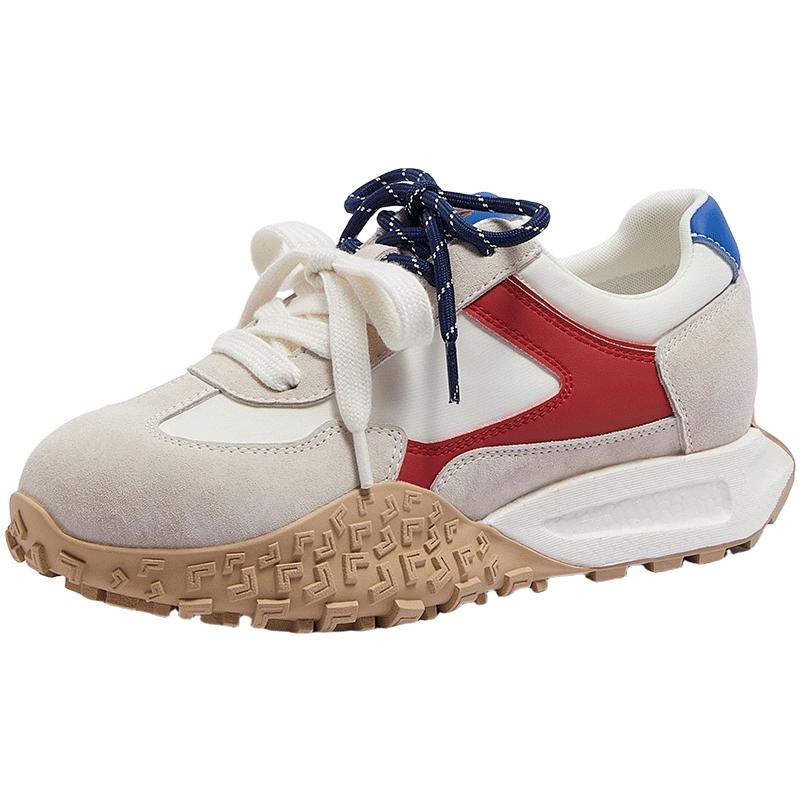 CAMEL Women's Training Shoes Mixed Color Lightweight Casual Sneakers L25A255136 Beige/Red/Blue Size 36
