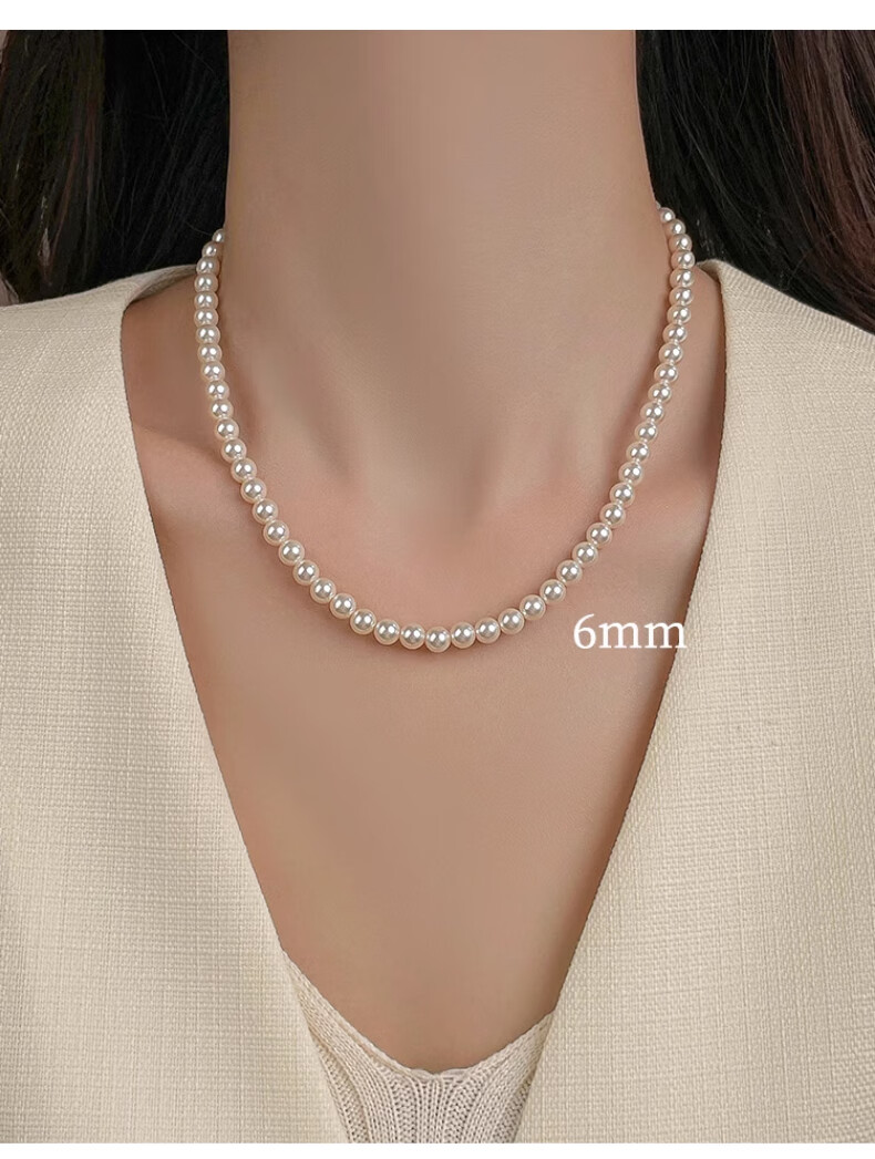 Chow Tai Fook Women's Necklace Strong Luster Round Shi Family Pearl Clavicle Chain Birthday Gift for Mom Mother's Day Present 9
