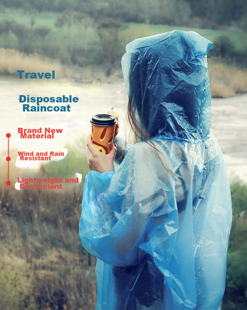 CT Disposable Raincoat, Thickened Single-Person Outdoor Camping Hiking Raincoat Set, for General Use, 6-Piece Set, CZ8729 1