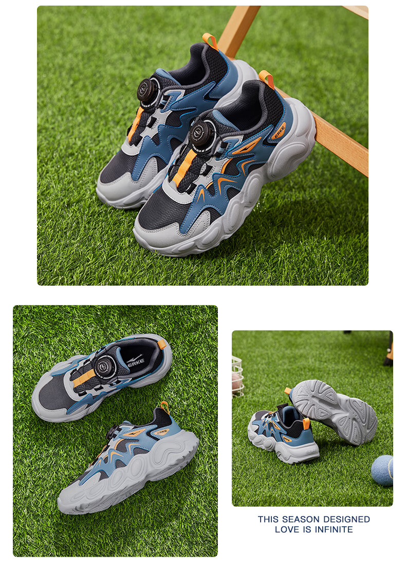 ERKE Kids Unisex Sports Shoes Breathable Mesh Casual Shoes Microcrystal White/True Black Size 33 42