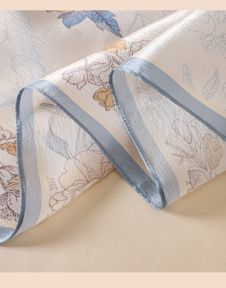 Shanghai Story Women's 100% Mulberry Silk Pearl Satin Scarf Gift Box Autumn Lotus 9