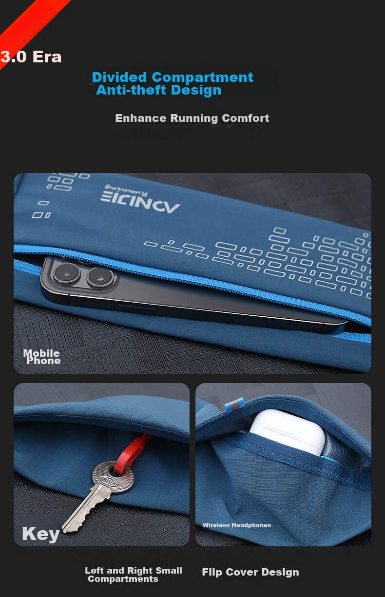 AONIJIE Running Waist Pack for Men And Women, Invisible Ultra-Thin Multifunctional Waterproof Hiking Marathon Outdoor Trail Sports Phone Pouch 7