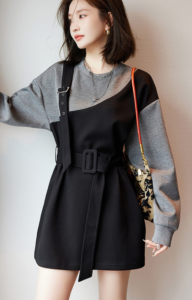 Dme Modern Colorblock Sweatshirt Autumn Crewneck Casual Long Sleeve Straight Sweatshirt for Women 9